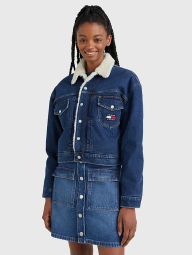 Женская джинсовая куртка Tommy Hilfiger с шерпой 1159782137 (Синий, XL)