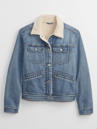 Джинсова куртка GAP з підкладкою із шерпи 1159796348 (Білий/синій, M)