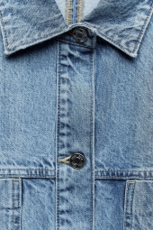 Джинсова куртка ZARA оверсайз 1159797379 (Білий/синій, XS)