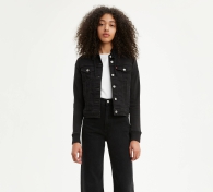 Женская укороченная джинсовая куртка Levi's с капюшоном 1159799360 (Черный, S)