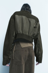 Джинсовая укороченная куртка ZARA 1159800724 (Зеленый, L)
