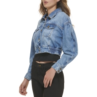 Женская укороченная джинсовая куртка DKNY на пуговицах 1159804153 (Синий, XS)