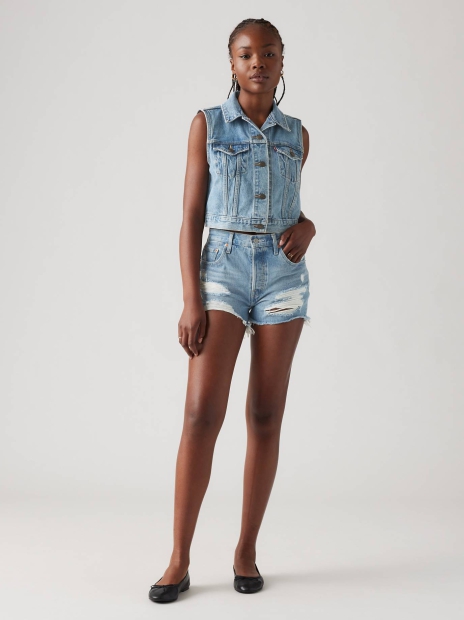 Жіночі шорти джинсові 501 Levi's з рваними деталями 1159818572 (Синій 27)