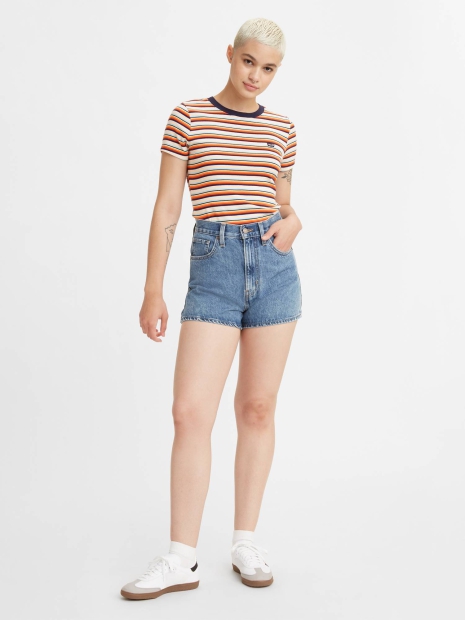 Женские джинсовые шорты  Mom Levi's с высокой посадкой 1159819558 (Голубой 29)