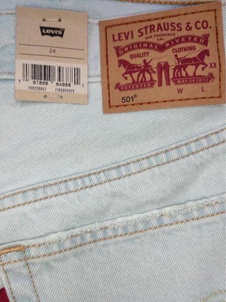 Женские джинсовые шорты Levi's 501 с рваными деталями 1159823587 (Голубой 24)