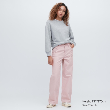 Женские широкие джинсы Uniqlo 1159789417 (Розовый, 29)