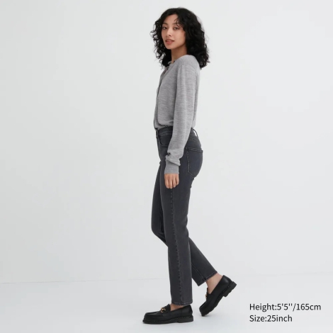 Узкие прямые джинсы стрейч Uniqlo 1159797621 (Серый, 32)