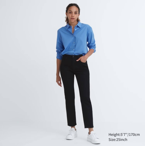 Вузькі прямі джинси стрейч Uniqlo 1159797551 (Чорний, 27)