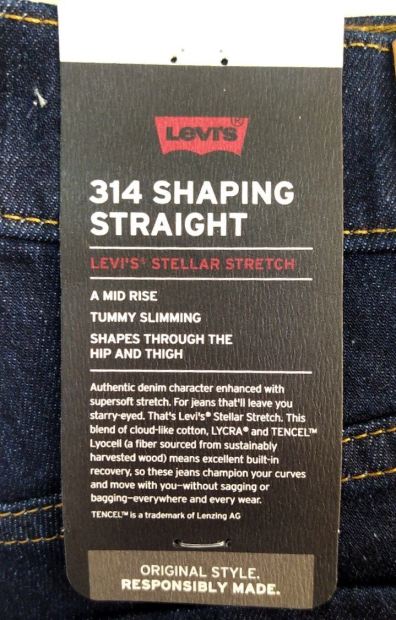 Прямые женские джинсы Levis 314 со средней посадкой 1159814567 (Синий 32)