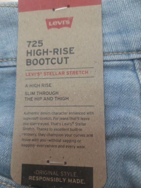 Женские джинсы Levis 725 с высокой посадкой 1159814346 (Голубой, W28 L32)