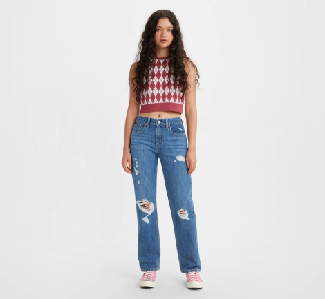 Женские джинсы Low Pro Levi's с рваными деталями 1159818215 (Синий 29)