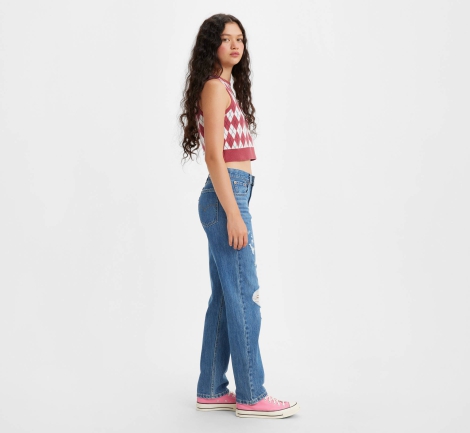 Женские джинсы Low Pro Levi's с рваными деталями 1159818215 (Синий 29)