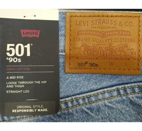 Женские джинсы Levi's 501 '90s с нашивками 1159817835 (Синий W26 L30)