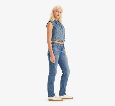 Женские прямые джинсы Levi's Middy Straight 1159818109 (Синий W26 L31)