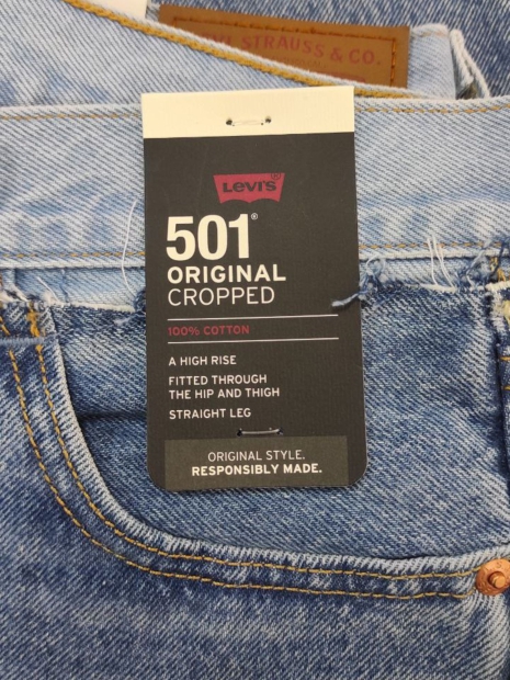 Женские укороченные прямые джинсы Levi's 501 1159818111 (Синий W27 L26)