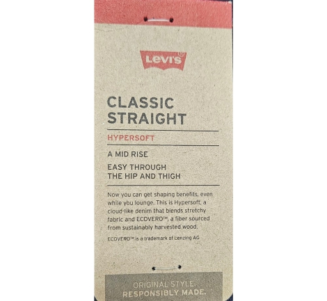 Прямі жіночі джинси Levi's Classic Straight із середньою посадкою 1159818815 (Синій W34 L30)