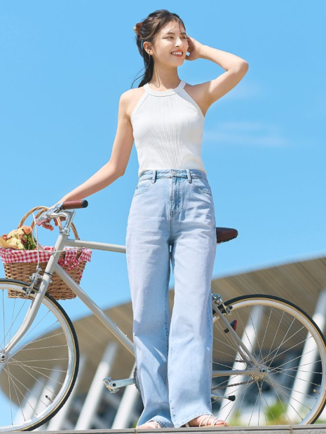 Женские джинсы UNIQLO широкие 1159832471 (Голубой W28 L33)