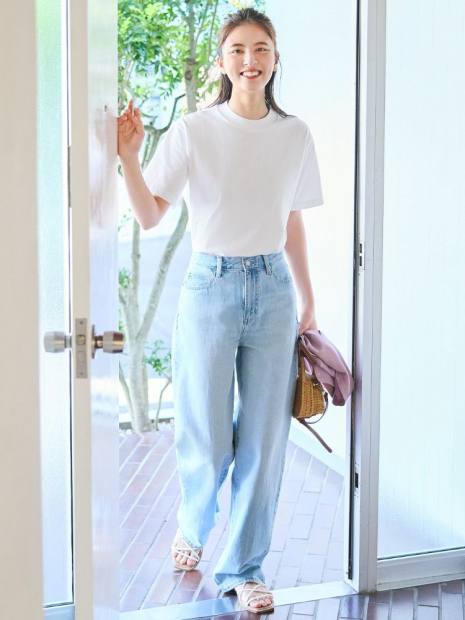 Женские джинсы UNIQLO широкие 1159832471 (Голубой W28 L33)