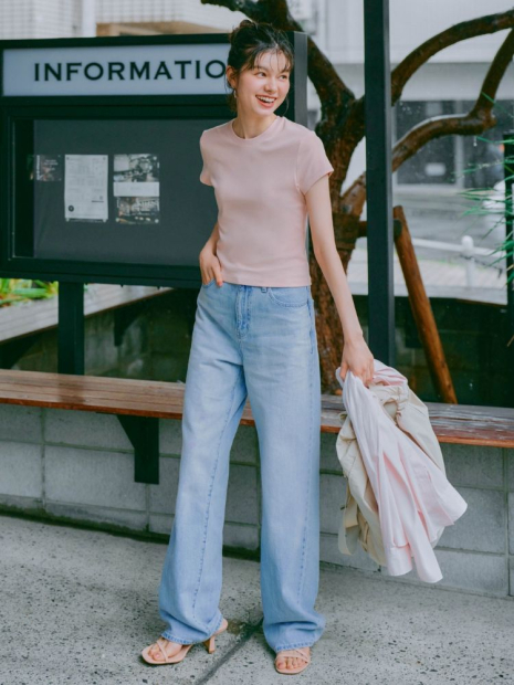 Женские джинсы UNIQLO широкие 1159832471 (Голубой W28 L33)
