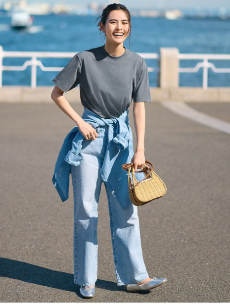Женские джинсы UNIQLO широкие 1159832471 (Голубой W28 L33)
