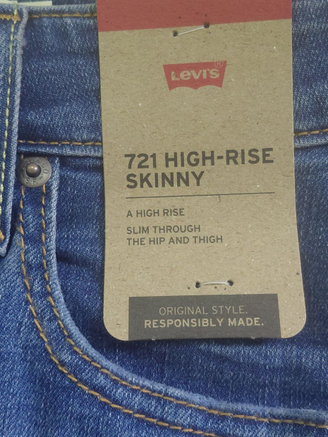 Женские джинсы скинни 721 Levi's с рванными деталями 1159836353 (Синий W24 L30)