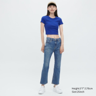 Женские расклешенные джинсы Uniqlo 1159787593 (Синий, 30)