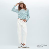 Женские джинсы Uniqlo бойфренды 1159789923 (Молочный, 34)