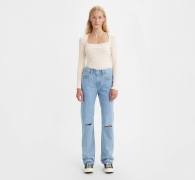 Женские прямые джинсы Levi's с разрезами 1159811263 (Голубой, 27)