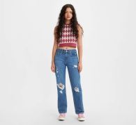 Женские джинсы Low Pro Levi's с рваными деталями 1159817756 (Синий 27)