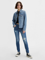 Женские джинсы скинни 721 Levi's с рванными деталями 1159836353 (Синий W24 L30)
