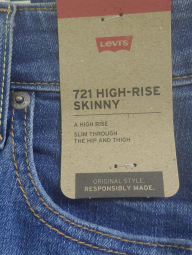 Женские джинсы скинни 721 Levi's с рванными деталями 1159836353 (Синий W24 L30)