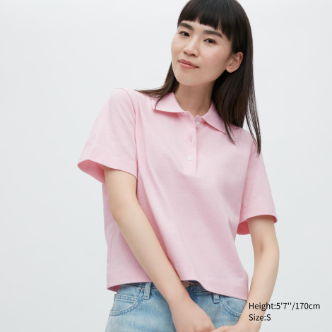 Укороченная футболка-поло UNIQLO 1159787599 (Розовый, M)