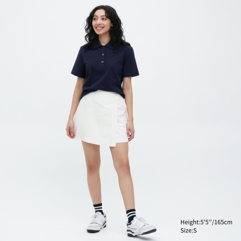 Укороченная футболка-поло UNIQLO 1159788296 (Синий, M)