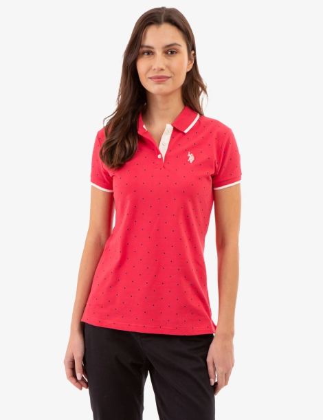 Женская футболка-поло U.S. Polo Assn в горошек 1159827641 (Красный XXL)