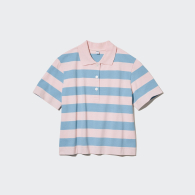 Укороченая футболка-поло UNIQLO в полоску 1159789450 (Розовый, M)