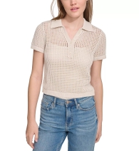 Женская вязаная футболка - поло Calvin Klein 1159806937 (Бежевый, M)
