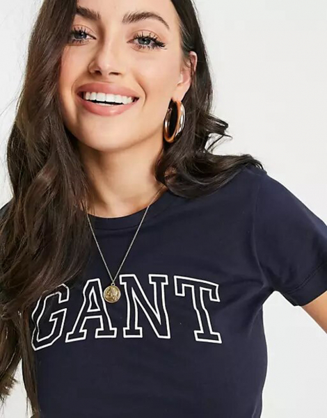 Футболка женская GANT с логотипом 1159762132 (Синий, XL)