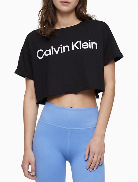 Женская укороченная футболка Calvin Klein с логотипом 1159772387 (Черный, XL)