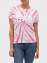 Женская летняя футболка GAP art790426 (Розовый/Белый, размер M)