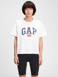 Женская футболка GAP  оверсайс с логотипом art109562 (Белый, размер S)