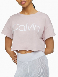 Женская укороченная футболка Calvin Klein с логотипом 1159766096 (Розовый, XL)