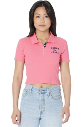 Женская укороченная футболка Tommy Hilfiger поло 1159768863 (Розовый, L)