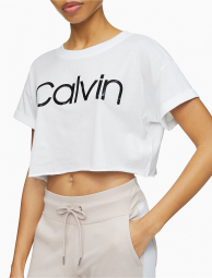Женская укороченная футболка Calvin Klein с логотипом 1159770018 (Белый, XL)