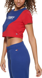 Футболка женская Tommy Hilfiger укороченная с логотипом 1159770150 (Красный/Синий, L)