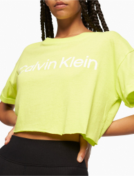 Женская укороченная футболка Calvin Klein с логотипом 1159772667 (Салатовый, L)