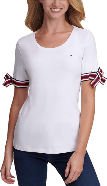 Женская футболка Tommy Hilfiger с бантиками 1159778126 (Белый, XS)