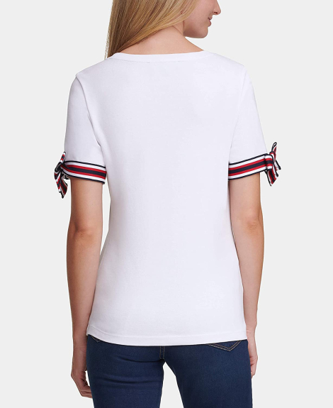 Женская футболка Tommy Hilfiger с бантиками 1159778126 (Белый, XS)