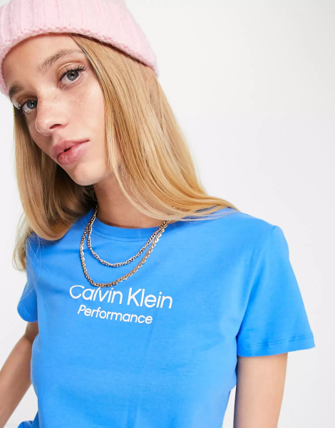 Женская футболка Calvin Klein с логотипом 1159782346 (Синий, M)