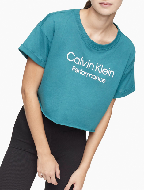 Женская укороченная футболка Calvin Klein с логотипом 1159782718 (Зеленый, S)