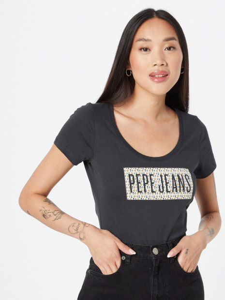 Женская футболка Pepe Jeans London с принтом 1159786562 (Черный, XS)